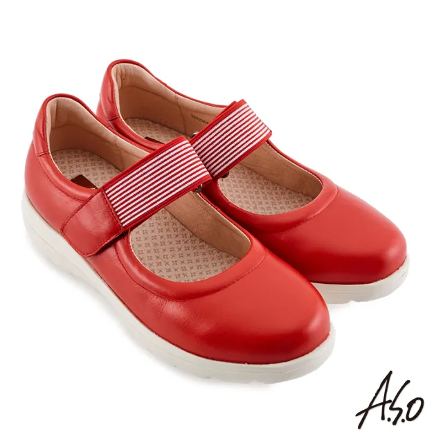 【A.S.O 阿瘦集團】機能休閒 3D超動能織帶魔鬼氈娃娃休閒鞋(橘紅)