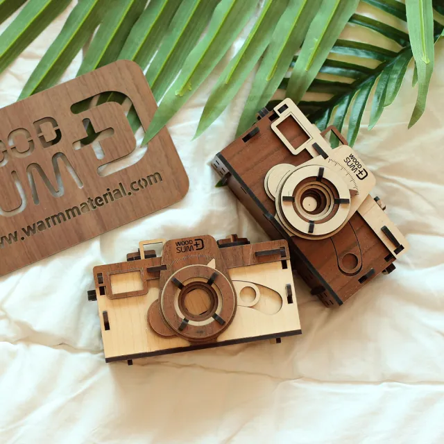 【WOODSUM】韓國 輕手作。木製模型/35mm針孔相機/淺色款(DIY木頭模型 木製組合 居家擺飾 模型 禮物)