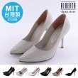 【Alberta】跟鞋-MIT台灣製 皮質鞋面 尖頭跟高10cm 細跟高跟鞋 純色百搭簡約款