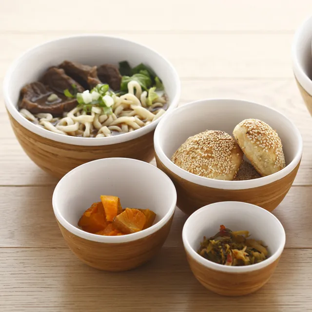 【JIA 品家】福利品-一家人吃飯系列雙層竹瓷碗10.5cm-無彩盒/裸裝(白色)