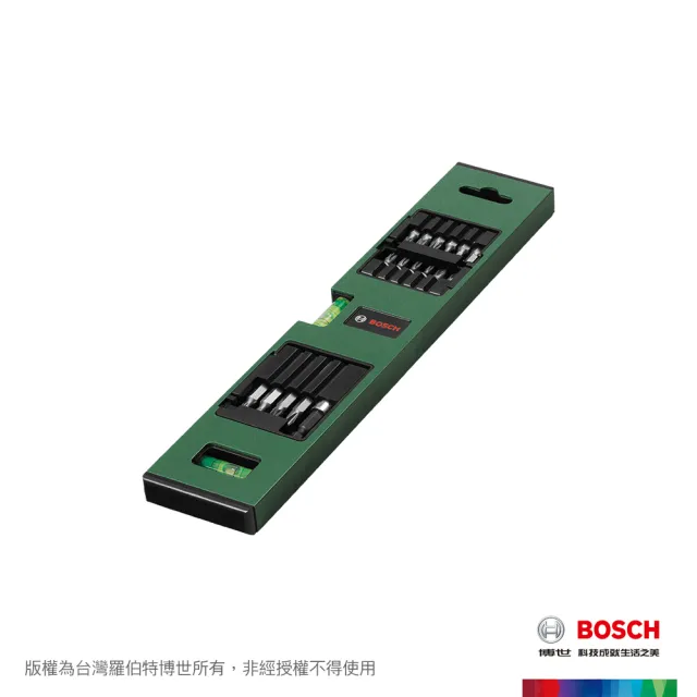 【BOSCH 博世】三合一水準尺17件套裝組(附起子頭、磁性接桿)