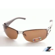 【Z-POLS】金屬份量時尚感寬版皮革設計 頂級Polarized寶麗來偏光茶抗UV400太陽眼鏡(經典皮革設計偏光眼鏡)