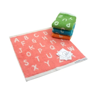 【MORINO】4條組_美國棉趣味字母緹花方巾(台灣製造/MIT微笑認證標章)