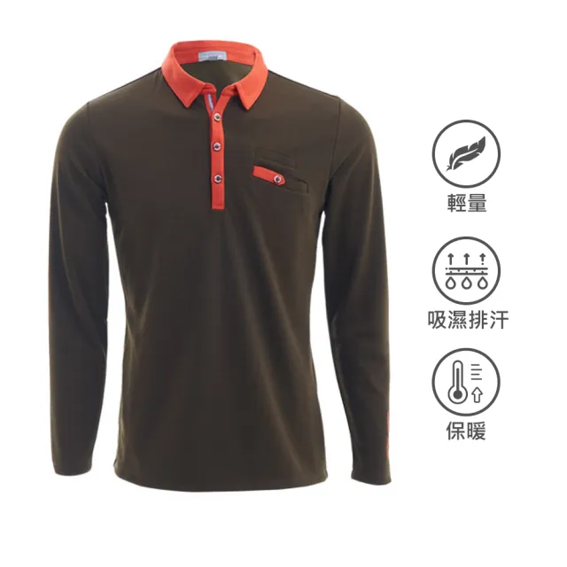 【Weather Report】保暖本布領男POLO衫 / 墨綠(WI4101-01)