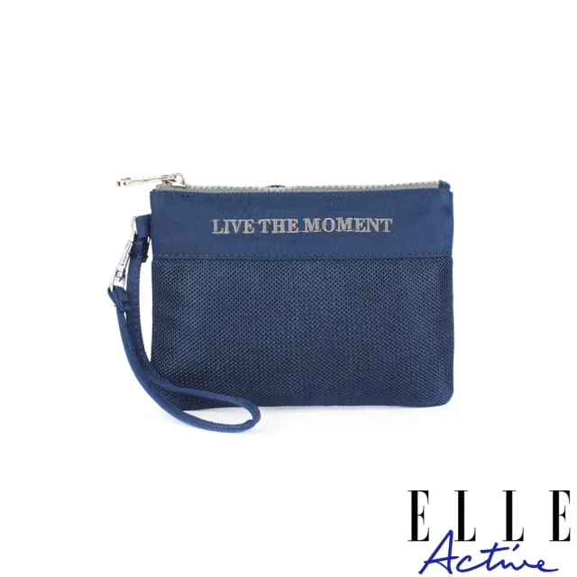 【ELLE active】透視網布系列-口罩收納袋/零錢包-深藍色