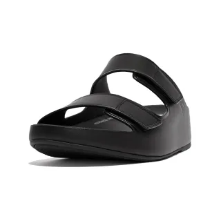 【FitFlop】SAMEL MENS ADJUSTABLE LEATHER SLIDES可調節雙帶皮革涼鞋-男(靚黑色)