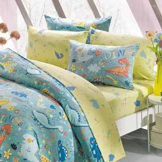 【HongYew 鴻宇】100%美國棉 防蹣抗菌 薄被套-迪迪龍 綠(單人)