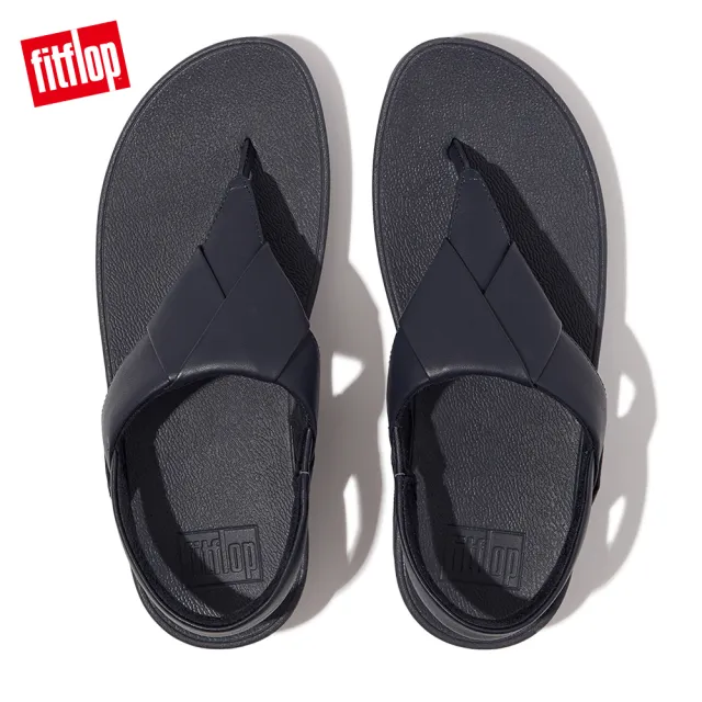 【FitFlop】LULU FOLDED-LEATHER BACK-STRAP SANDALS摺疊造型皮革後帶夾腳涼鞋-女(午夜藍)