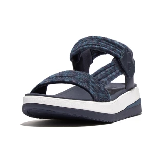 【FitFlop】SURFF ART-WEBBING BACK-STRAP SANDALS運動風可調式皮革後帶涼鞋-女(午夜藍白色)