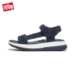 【FitFlop】SURFF ART-WEBBING BACK-STRAP SANDALS運動風可調式皮革後帶涼鞋-女(午夜藍白色)