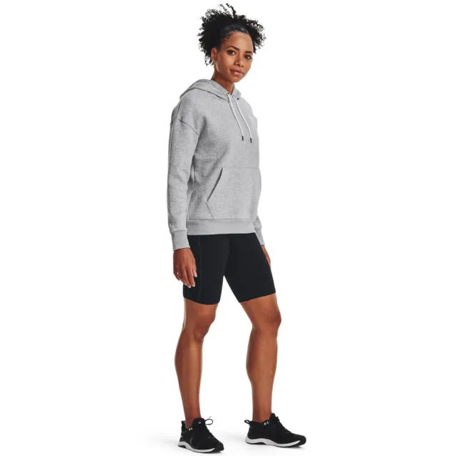 【UNDER ARMOUR】UA 女 Essential Fleece 連帽長袖套頭衫 帽T 灰(1373033-011)