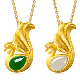 【Jpqueen】砂金孔雀鍍金立體碧玉項鍊(2色可選)