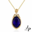 【Jpqueen】孔雀藍寶石橢圓水鑽華麗項鍊(金色)