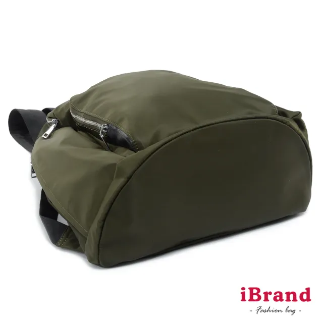 【iBrand】雙11 率性時尚後開式防盜尼龍後背包-L(墨綠色)
