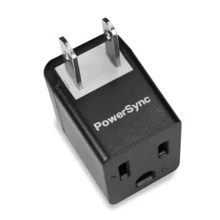 【PowerSync 群加】3P轉2P電源轉接頭L型/黑色/2入組(TYBA02)