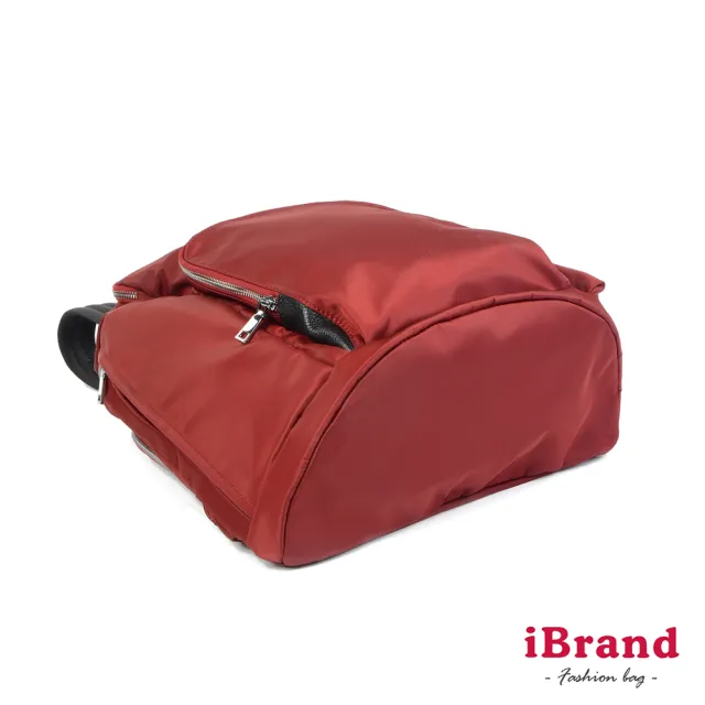 【iBrand】雙11 率性時尚後開式防盜尼龍後背包-L(酒紅色)