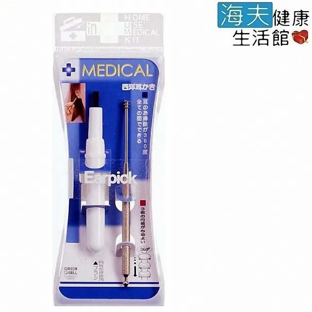 【海夫健康生活館】日本GB綠鐘 Medical 不銹鋼 螺旋式 耳扒 附刷兩支組 三包裝(D-28)