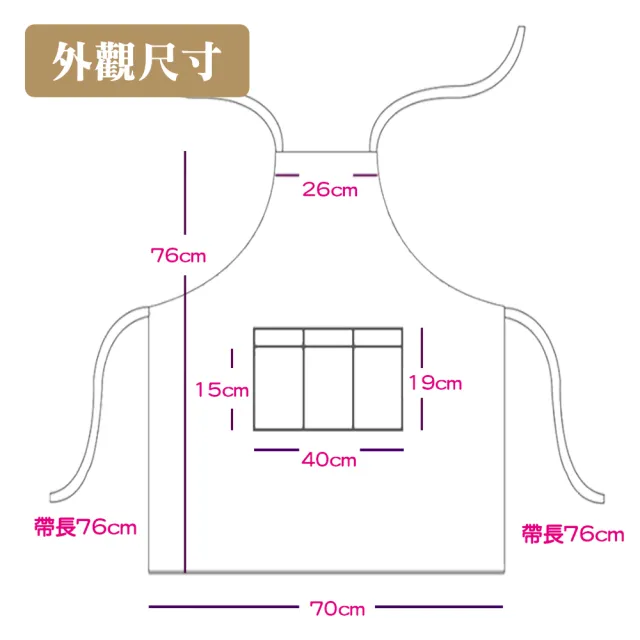 H型素色精梳全棉圍裙(素面H型素色日韓咖啡工作服透氣全棉)