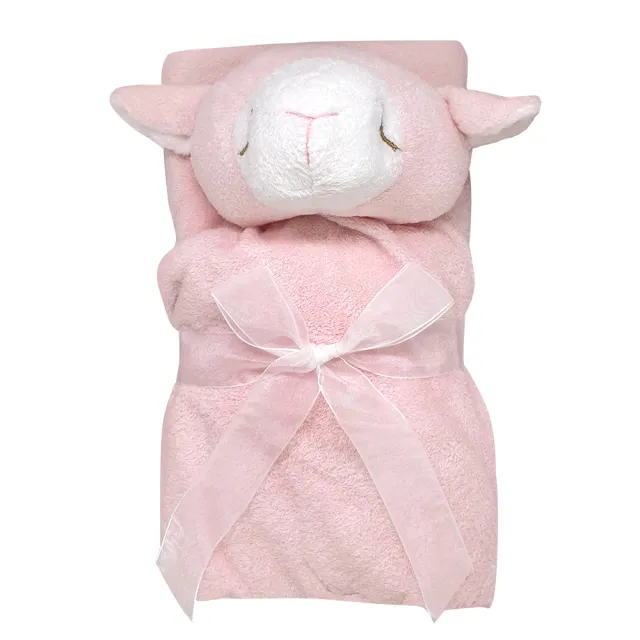 【Angel Dear】大頭動物嬰兒毛毯禮盒(粉紅小羊)