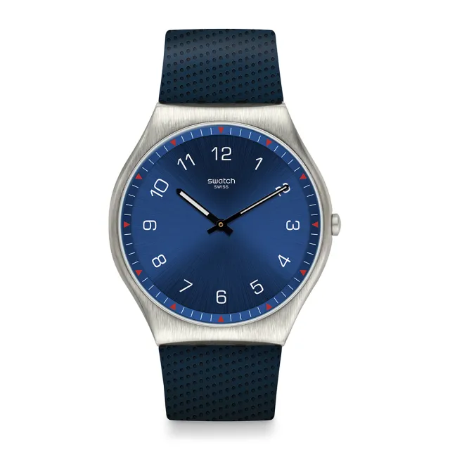 SWATCH】超薄金屬系列手錶SKINNAVY 超薄42mm-海軍藍瑞士錶錶(42mm