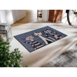 【Kleentex】Three Cats Blue_Kleentex居家設計地墊地毯-50X75cm(可水洗、耐久、不易髒)