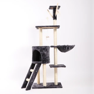 【IDEA】灰絨質感四層粗麻繩柱貓跳台/爬架