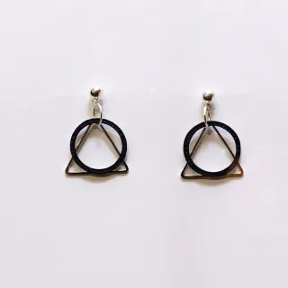 【Anpan】925銀針韓南大門氣質黑環圈幾何夾式 耳環
