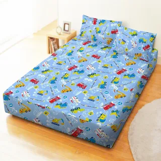 【享夢城堡】雙人床包枕套5x6.2三件組(小汽車 出發吧!小汽車-藍)