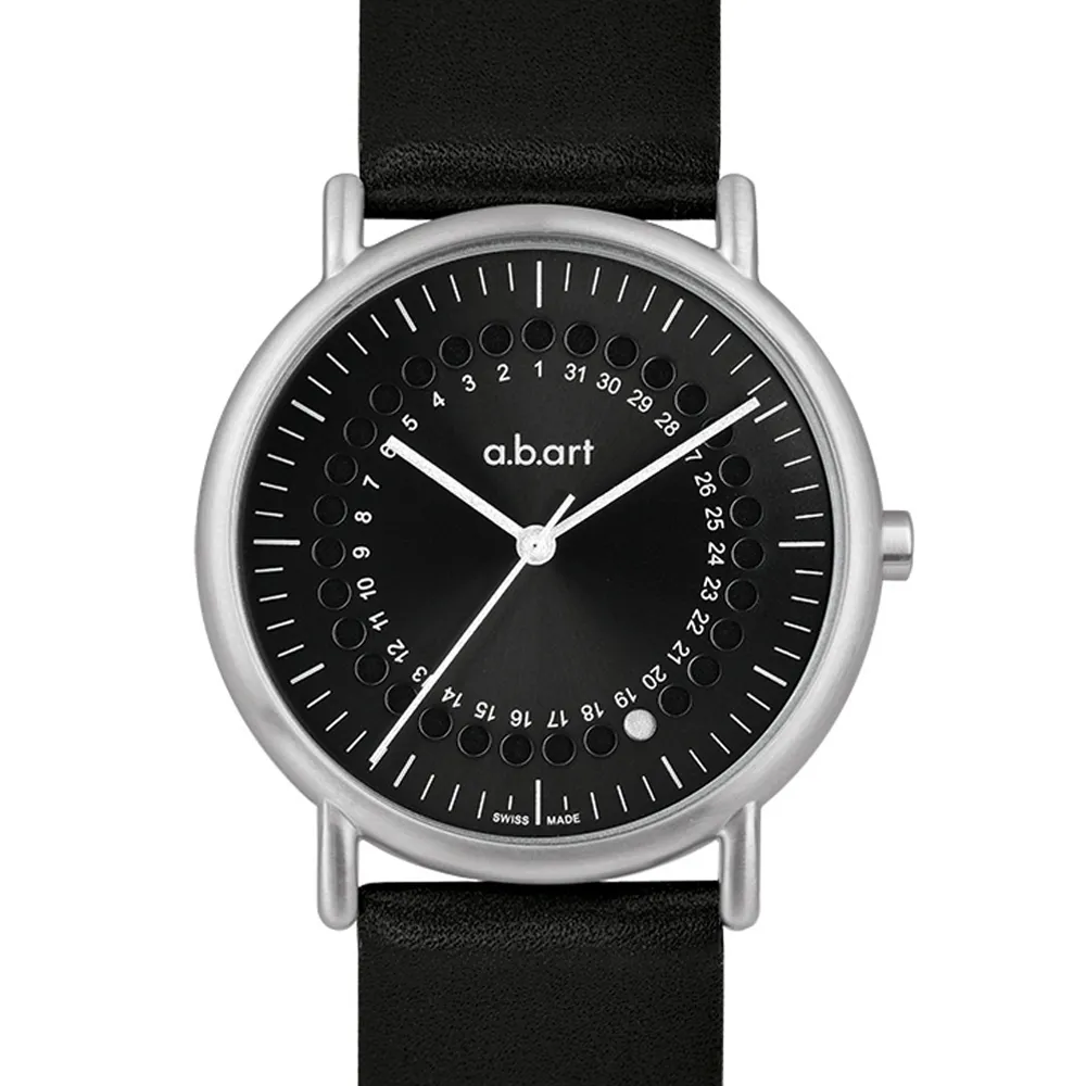 【a.b.art】KLD系列 日期圓盤跳點復刻紀念腕錶-黑/38mm(abart-KLD112)