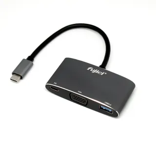 【Fujiei】Type C to USB3.0+VGA+PD多功能轉換線擴充器(VGA視訊輸出/PD充電/USB資料傳輸)