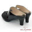 【CUMAR】優雅化身鏤空感鑽飾尖頭粗跟魚口粗跟涼鞋(黑色)