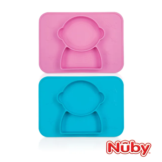 【Nuby】矽膠分隔餐盤-太空人(兩色可選)