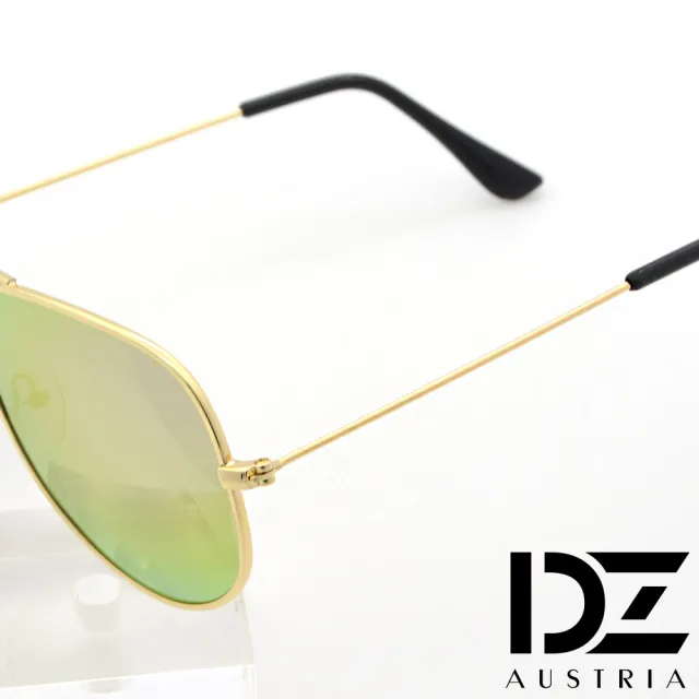 【DZ】UV400防曬偏光太陽眼鏡墨鏡-復古饗宴(金框金綠粉膜)