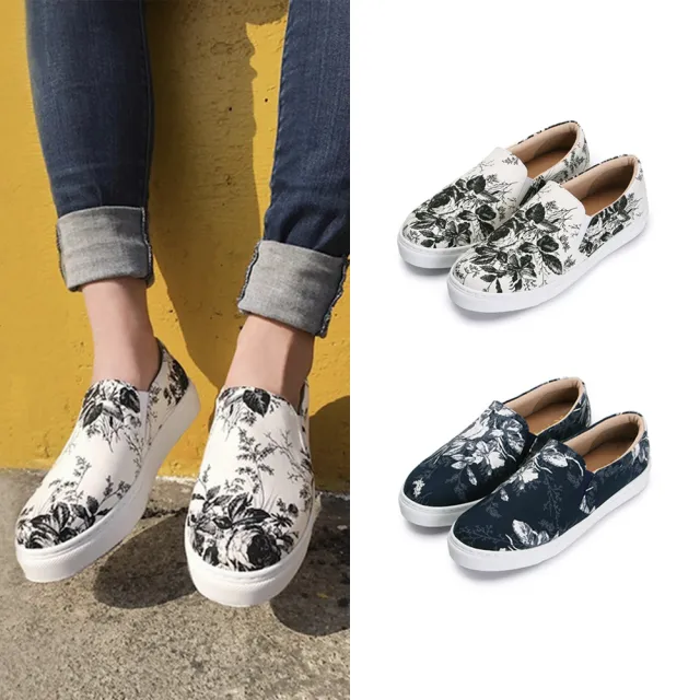 【FUFA Shoes 富發牌】復刻水墨印花便鞋-白/藍 1BD43(懶人鞋/包鞋/平底鞋)