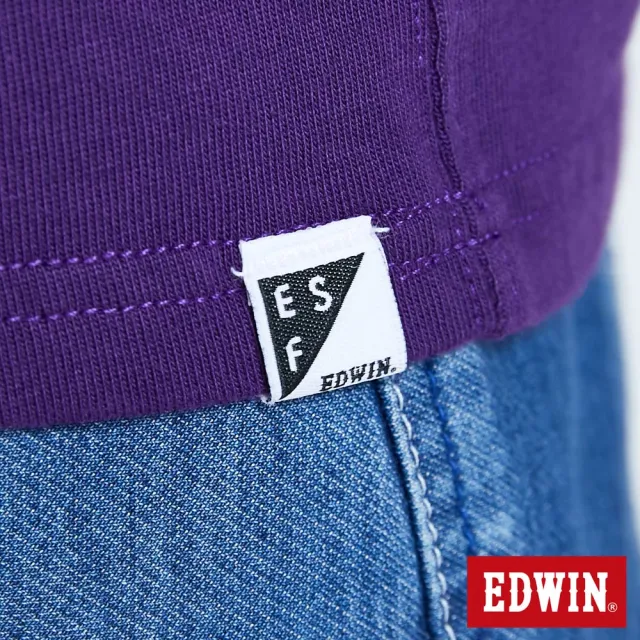 【EDWIN】男裝 EFS 錯位拼接LOGO短袖T恤(紫色)