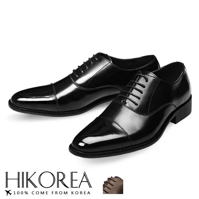 【HIKOREA】韓國空運/版型正常。紳士款皮革簡約拼接尖頭皮鞋正裝 厚底 男皮鞋(73-365共2色/現+預)