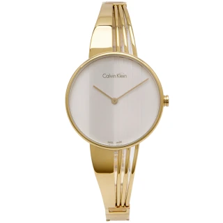 【Calvin Klein】都會時尚女性手錶-銀面X金色/34mm(K6S2N516)
