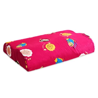 【奶油獅】同樂會系列-乳膠記憶大枕專用100%純棉工學枕頭套(莓果紅四入)