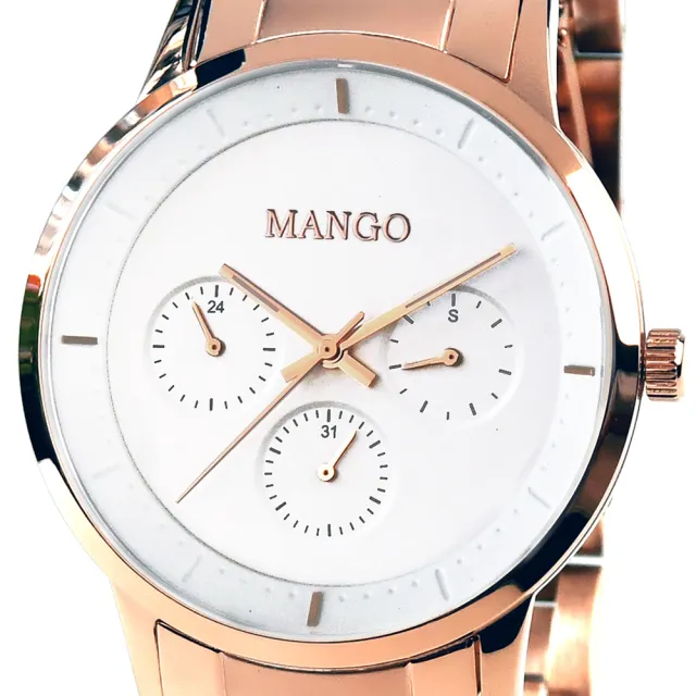 【MANGO】都會雅痞時尚腕錶(玫瑰金/43mm)