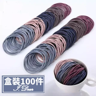 【I.Dear】韓系馬卡龍色系細版髮圈髮束100件組合盒裝(5色)