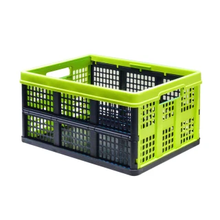 【EVO BOX】摺疊收納籃46L -黑/綠色(比利時製)