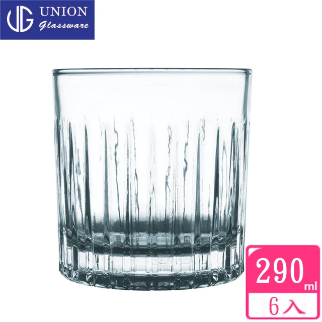 【泰國UNION】玻璃剛烈條紋威士忌杯290cc(六入組)