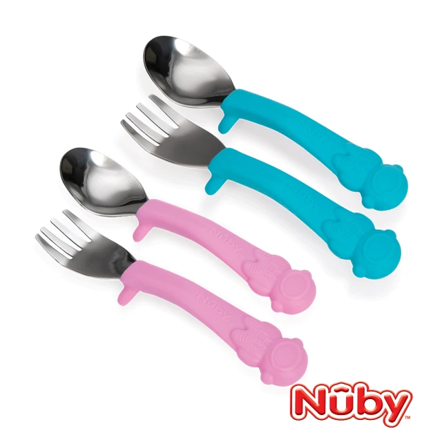【Nuby】不銹鋼叉匙組-太空人(兩色可選)