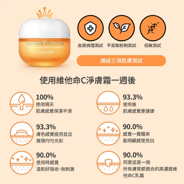 【LANEIGE 蘭芝】維他命C淨膚霜 50ml(美白小橘霜)