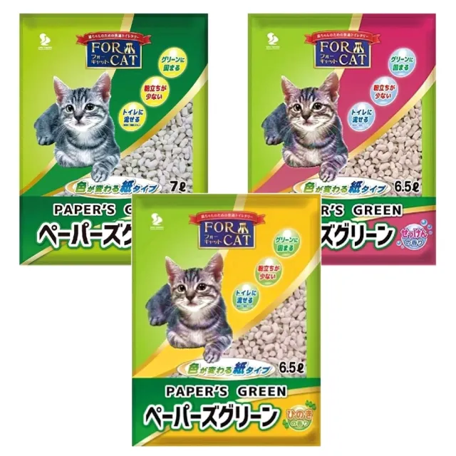 【日本FOR CAT】變色凝結紙貓砂 6.5-7L*2包組(紙砂)