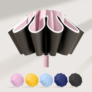 【Lufy】極度抗風 黑膠晴雨反向傘(買一送一/UPF50/體感降溫/安全反光條)