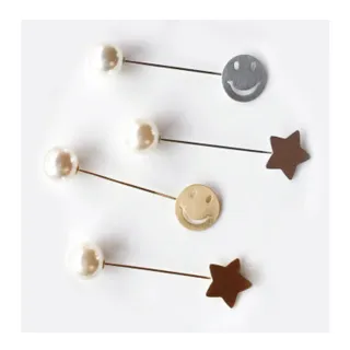 【HERA 赫拉】ll現貨ll韓國防走光微笑星星珍珠配飾別針/胸針-2入組(現貨瘋搶中)