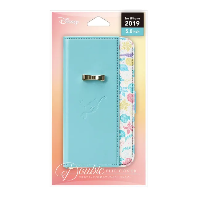 【iJacket】iPhone 11/11 Pro 迪士尼公主 金絲帶 雙重翻蓋 手機皮套(美人魚)