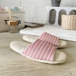 【iSlippers】台灣製造-療癒系-舒活草蓆室內拖鞋(玫瑰褐條紋)