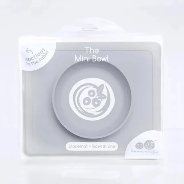 【美國ezpz】mini bowl迷你餐碗+餐墊：星塵灰(FDA認證矽膠、防掀倒寶寶餐具)